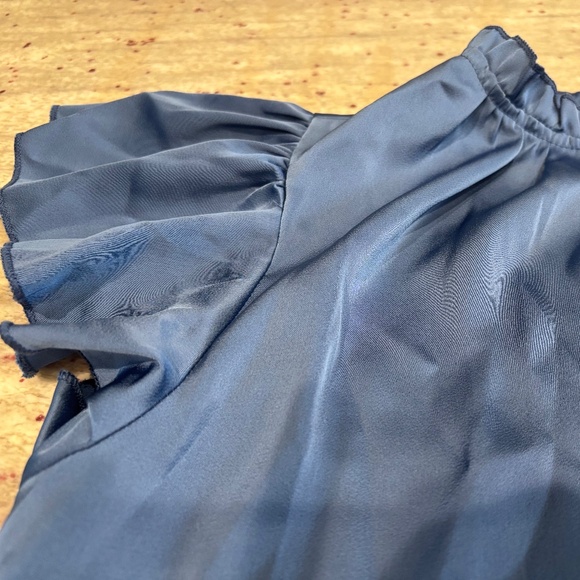 SHEIN Womens Short Flutter Sleeve Blue Collared Neck Dressy Blouse - Size XS - Picture 3 of 4